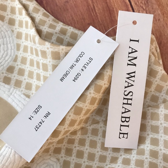 NWT Shelby & Palmer Tan/Cream Sheath Dress Sz 14 - Picture 9 of 12